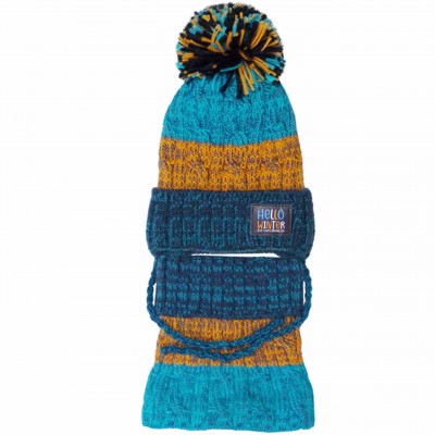 Žieminė kepurė su mova berniukui (50-52 cm) žydros/oranžinės/mėlynos spalvos 42-482